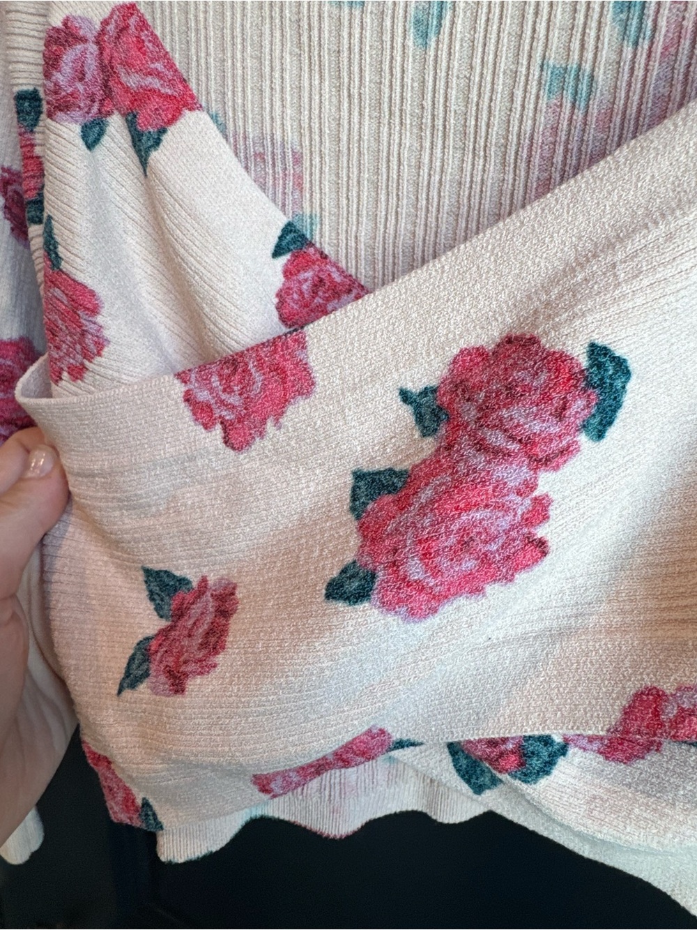 Free People Cream Rose-Print Twist Crop Top - Picture 3 of 4